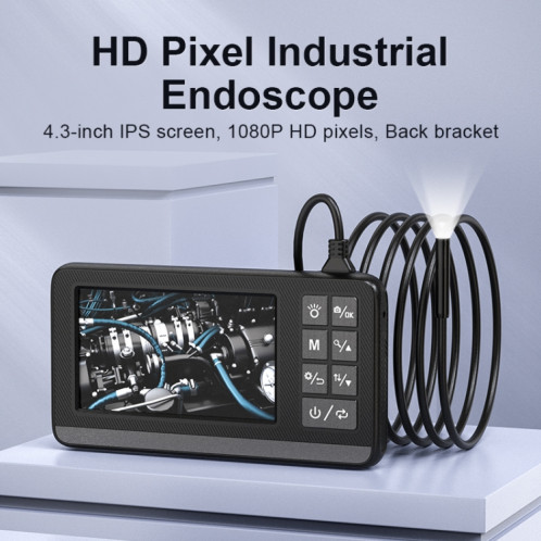 Endoscope de pipeline industriel à lentille unique P005 de 8 mm avec écran HD de 4,3 pouces, spécification : tube de 5 m SH40031427-09